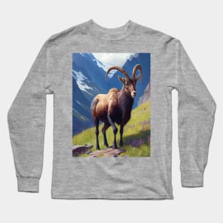 Siberian ibex Oil paint Long Sleeve T-Shirt